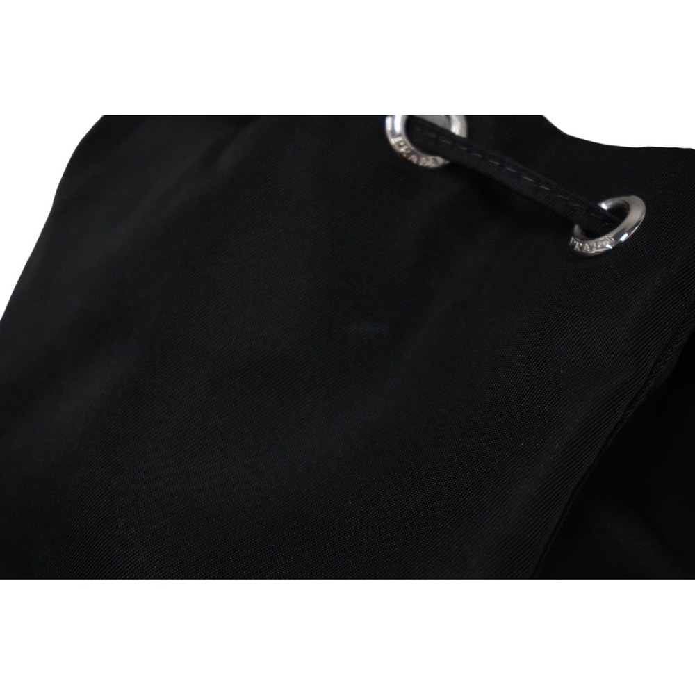 PRADA Drawstring Pouch Triangle Logo Tessuto Black - Picture 6 of 9